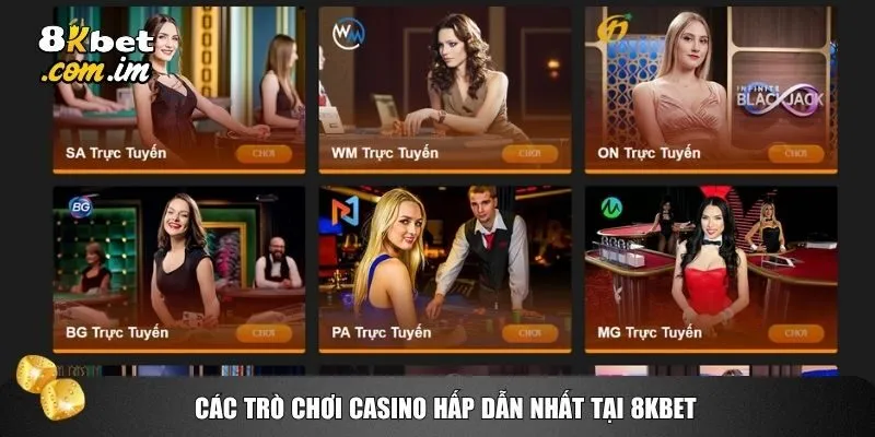Kho trò chơi casino 8kbet trực tuyến được đánh giá là đa dạng bậc nhất hiện nay